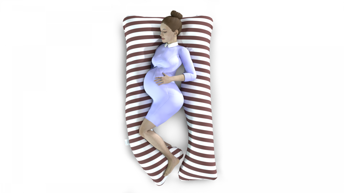 כרית הריון והנקה דגם QUEEN פסים חום בורדו - תמונה 2