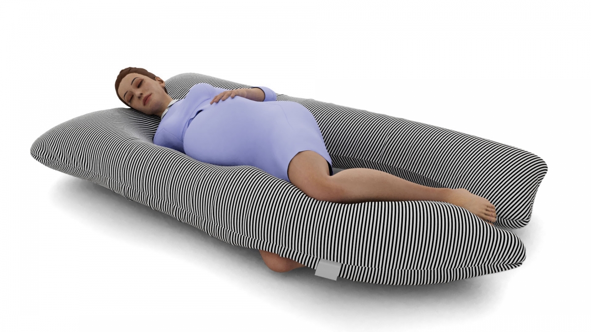 כרית הריון והנקה דגם SUPER QUEEN פסים דקים שחור - תמונה 2