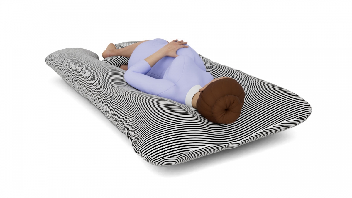 כרית הריון והנקה דגם SUPER QUEEN פסים דקים שחור - תמונה 4