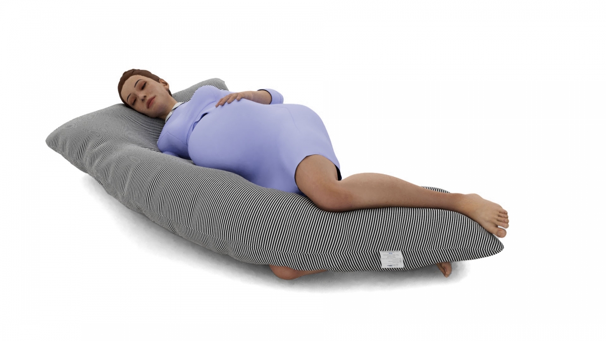 כרית הריון דגם PRINCESS פסים דקים שחור - תמונה 3