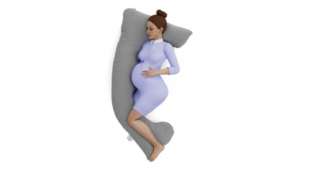 כרית הריון דגם PRINCESS פסים דקים שחור - תמונה 6